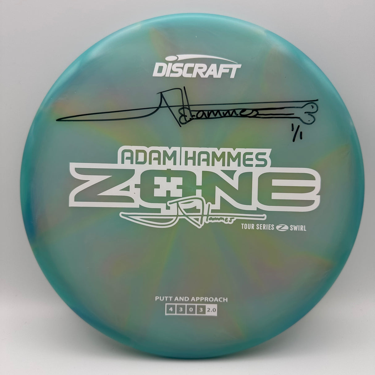 Discraft Zone Tour Series Signed Adam Hammes 1/1 Bone